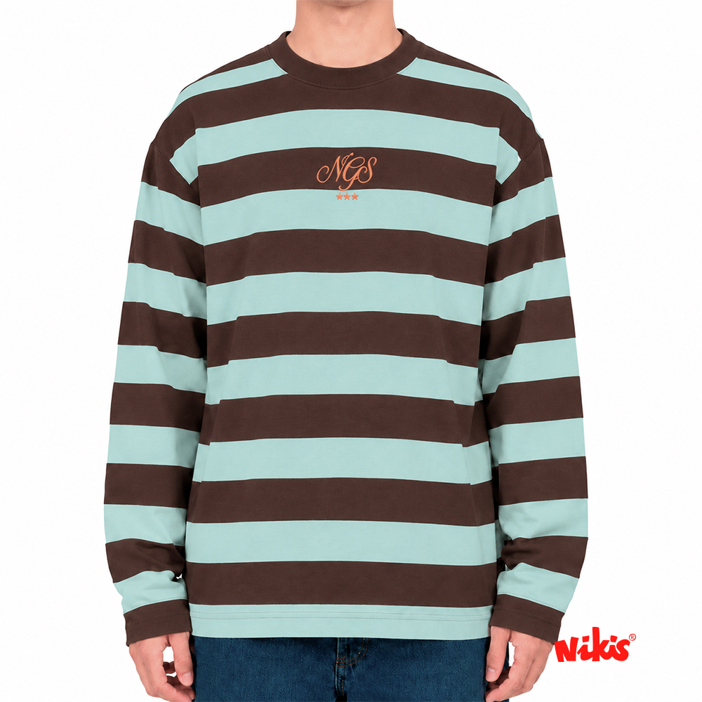 Camiseta Manga Longa NGS  Azul e Marrón